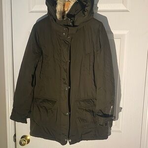 Forever 21 Dark Green Hooded Puffer Coat